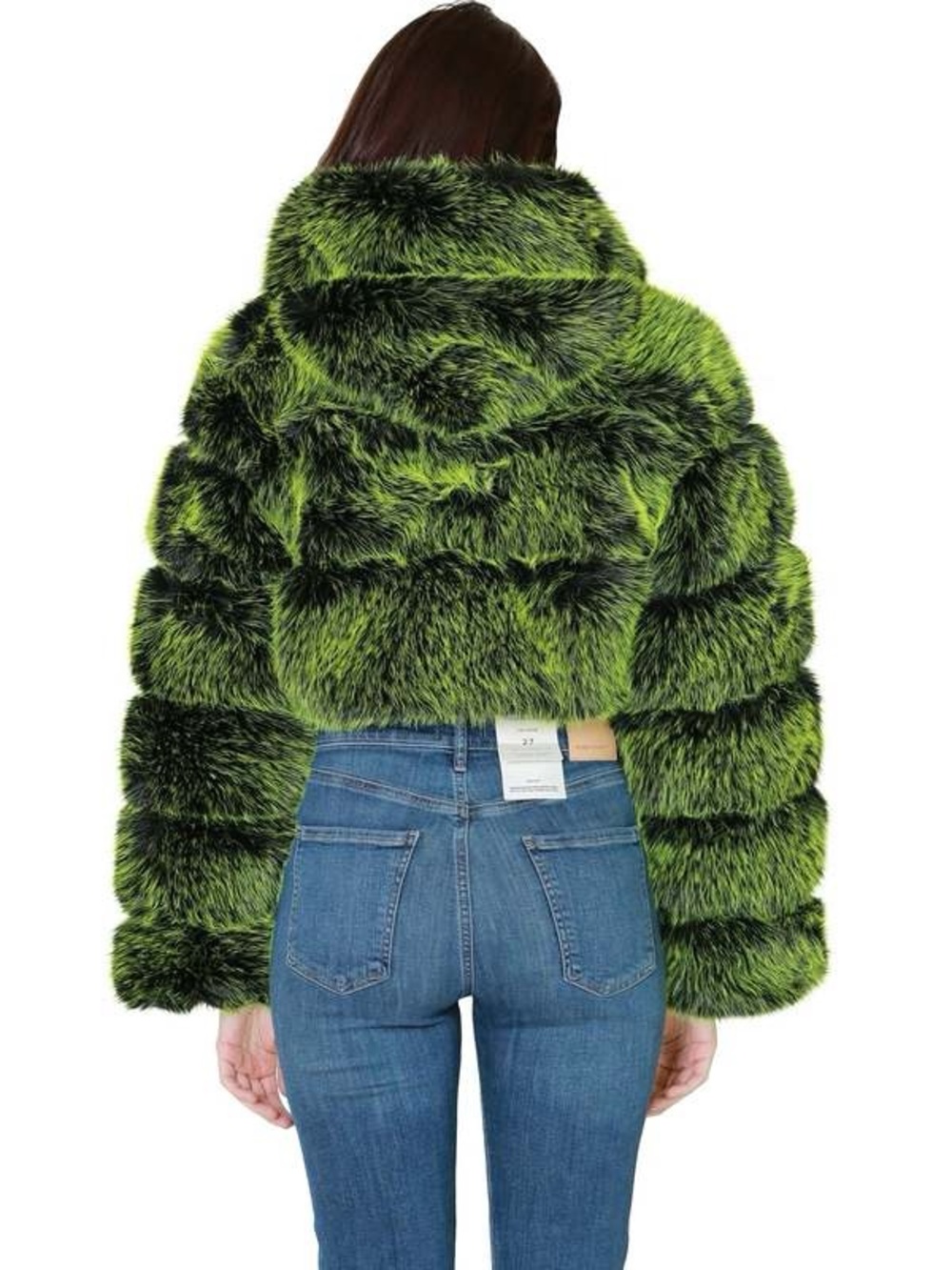 Azalea Wang nwt L Women's Vibrant Green Faux Fur Hooded Teddy Jacket coat thick - Picture 10 of 16
